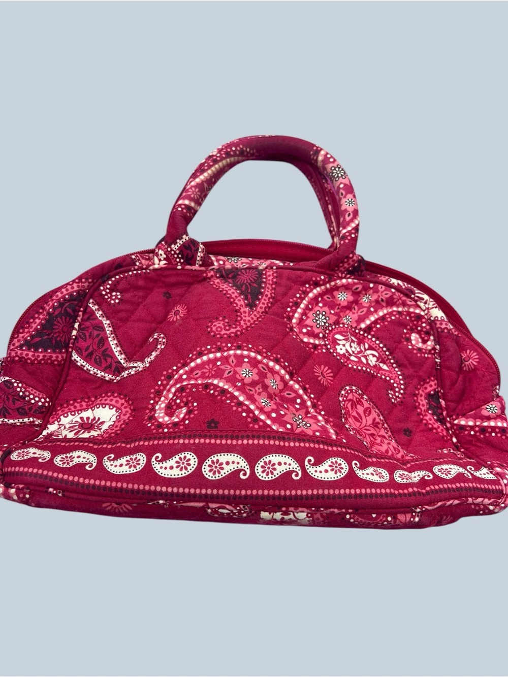 Vera Bradley Mesa Red Quilted Paisley Travel Shoulder Bag